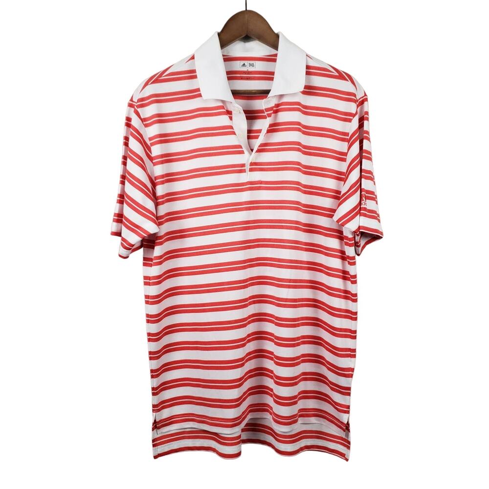 Adidas Striped Golf Polo Shirt Sport Casual Stripe Golf Outdoor Active - M